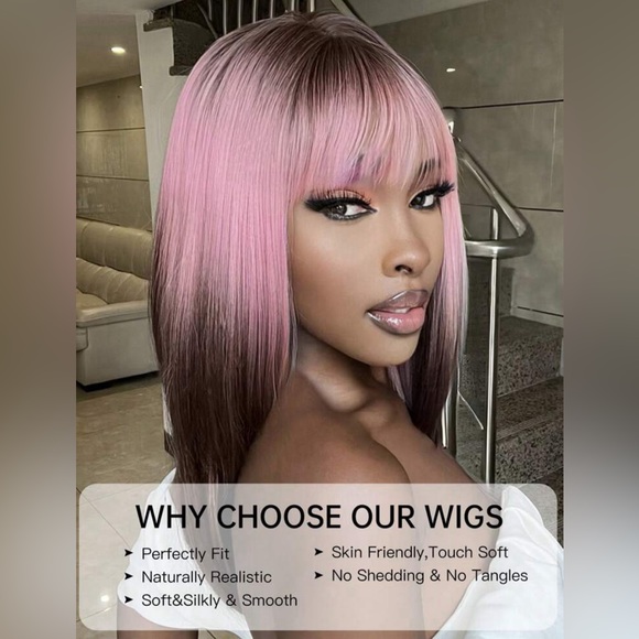 ? NEW Ombre Pink Medium Length Wig main image 11